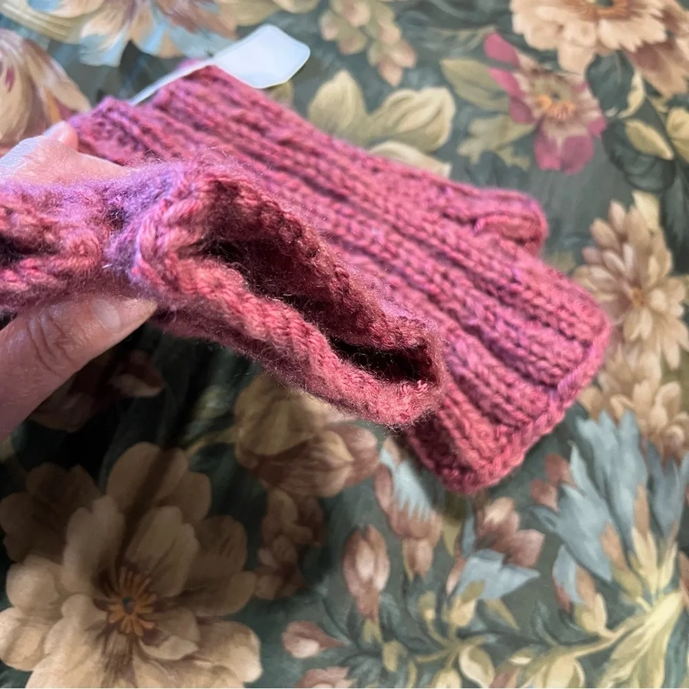 Handmade fingerless knit mittens